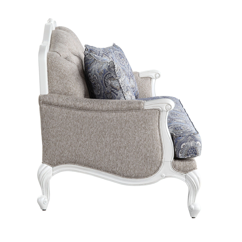 Ciddrenar - Sofa With 5 Pillows - Fabric & White