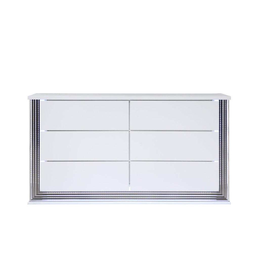 Moon - Smooth Dresser With LED - White