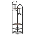 4-Tier Coat Rack Corner Hall Tree with Shoe Storage Bench