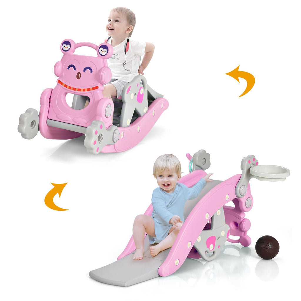 4-in-1 Rocking Horse and Slide Set for Kids