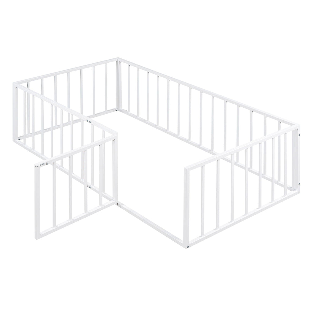 Metal Floor Bed Frame With Fence And Door