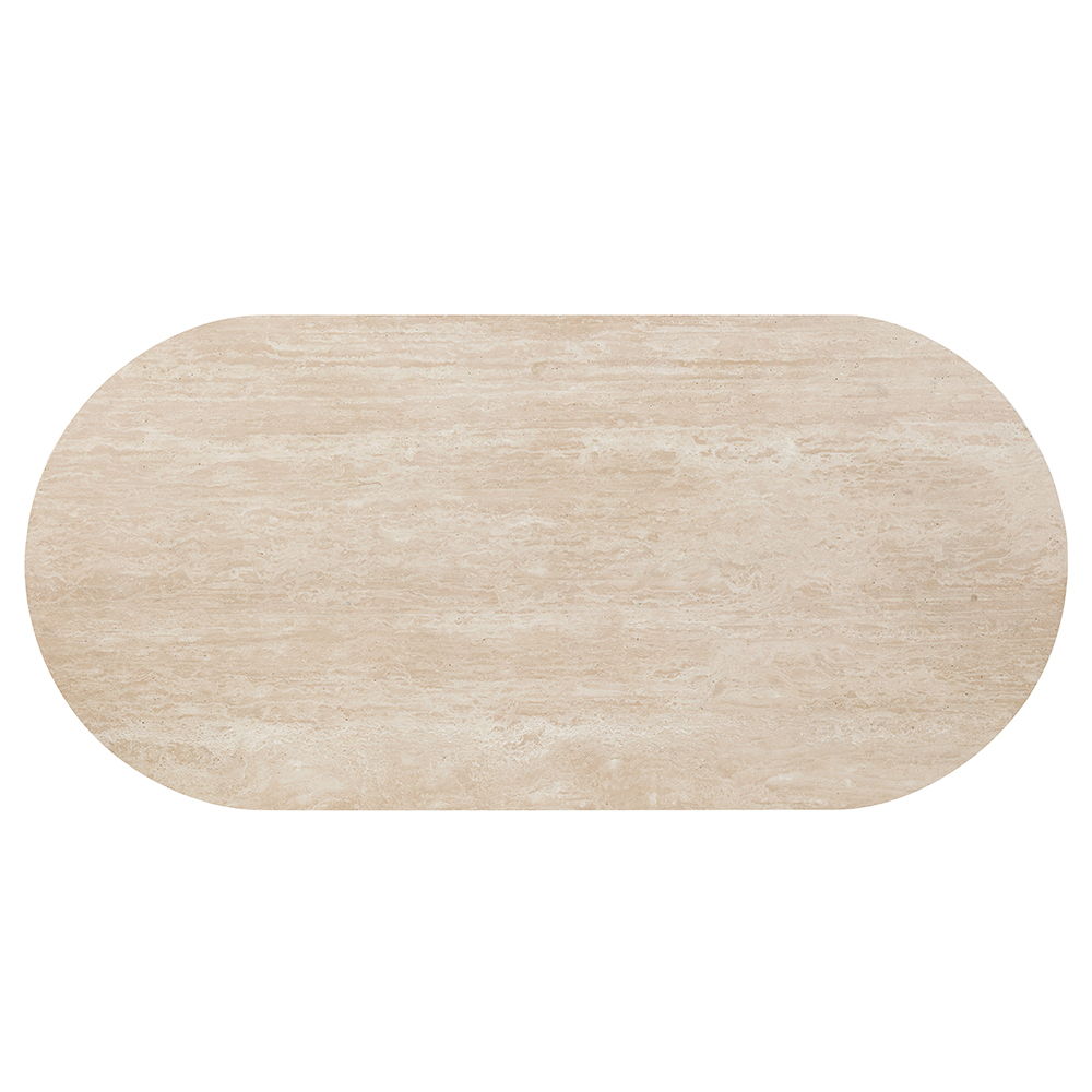 Leonardo - Dining Table - Travertine Top & Dark Oak