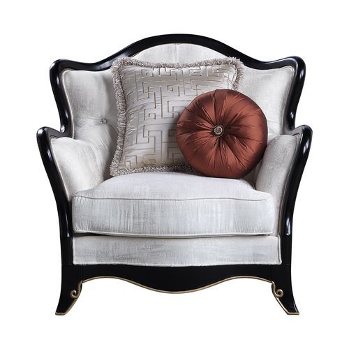 Nurmive - Chair With 2 Pillows - Beige Fabric