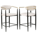 Tina Fabric Upholstered Counter Chair Beige (Set of 2)