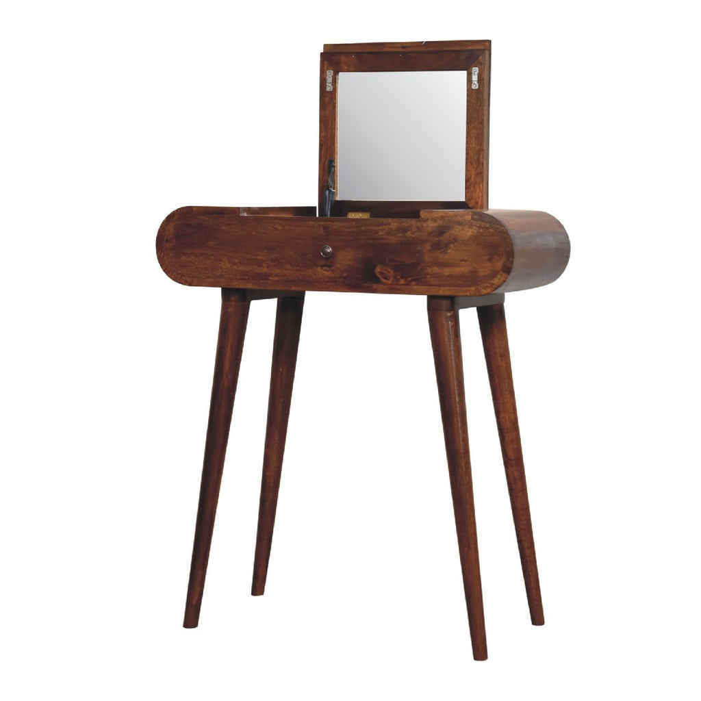 Mini Round Fold Vanity - Chestnut