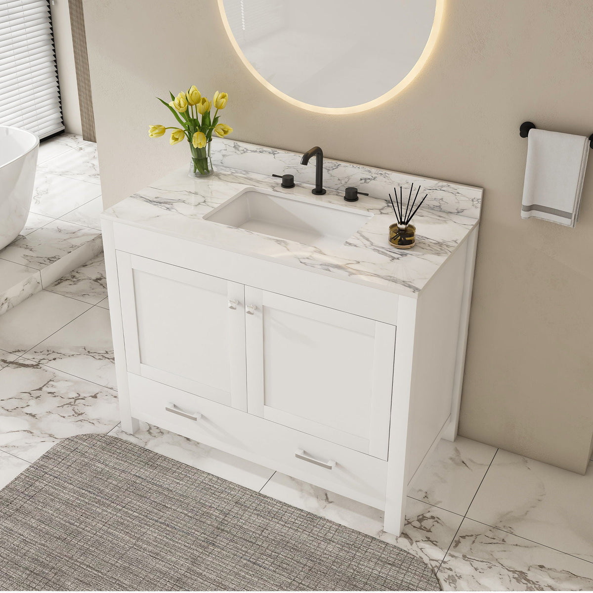 43" Bathroom Vanity Multi Functional Cabinet - White