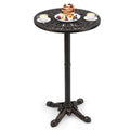 41.5 Inch Patio Round Bar Table Cast Aluminum Bistro Table for Garden-Bronze