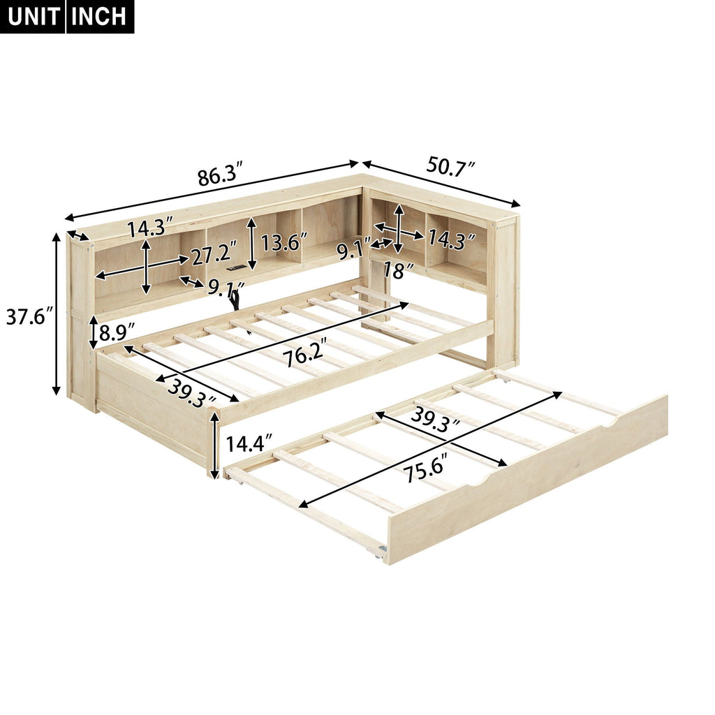 Daybed With Trundle, Storage Cabinets, USB Ports