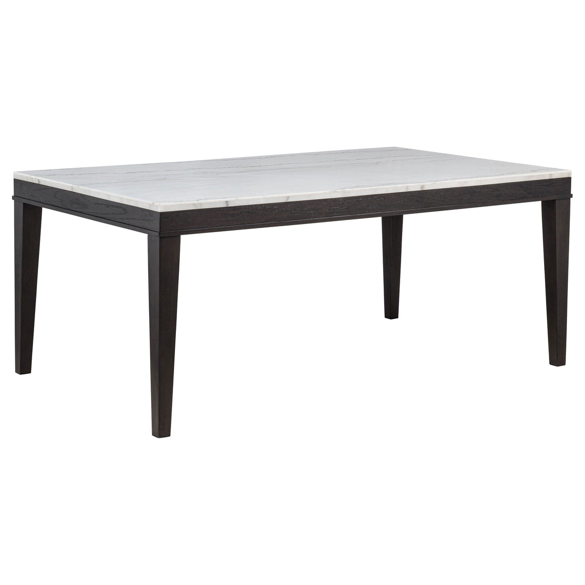 Averill 72-inch Rectangular White Marble Top Dining Table Coffee Bean