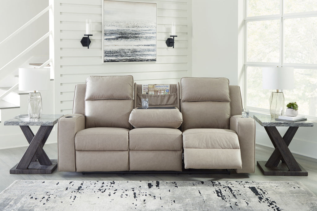 Lavenhorne - Reclining Sofa With Drop Down Table - Pebble