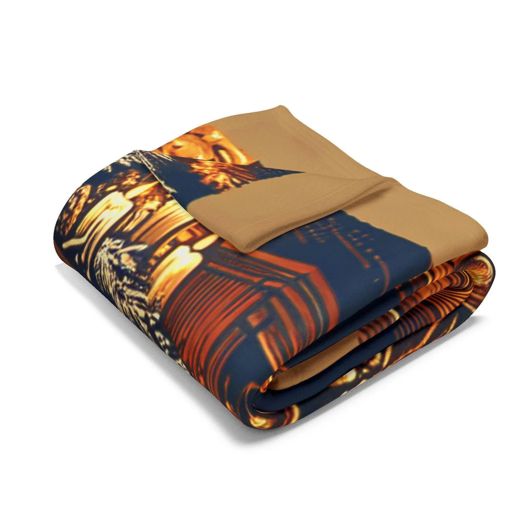 Fleece Blanket with Sizzling Fireplace Design