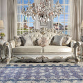 Vendome - Sofa With 5 Pillows - Champagne Synthetic Leather & Antique Pearl