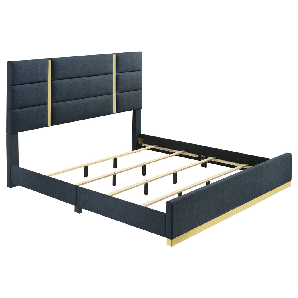 Ines 5-piece Eastern King Bedroom Set Navy and White High Gloss