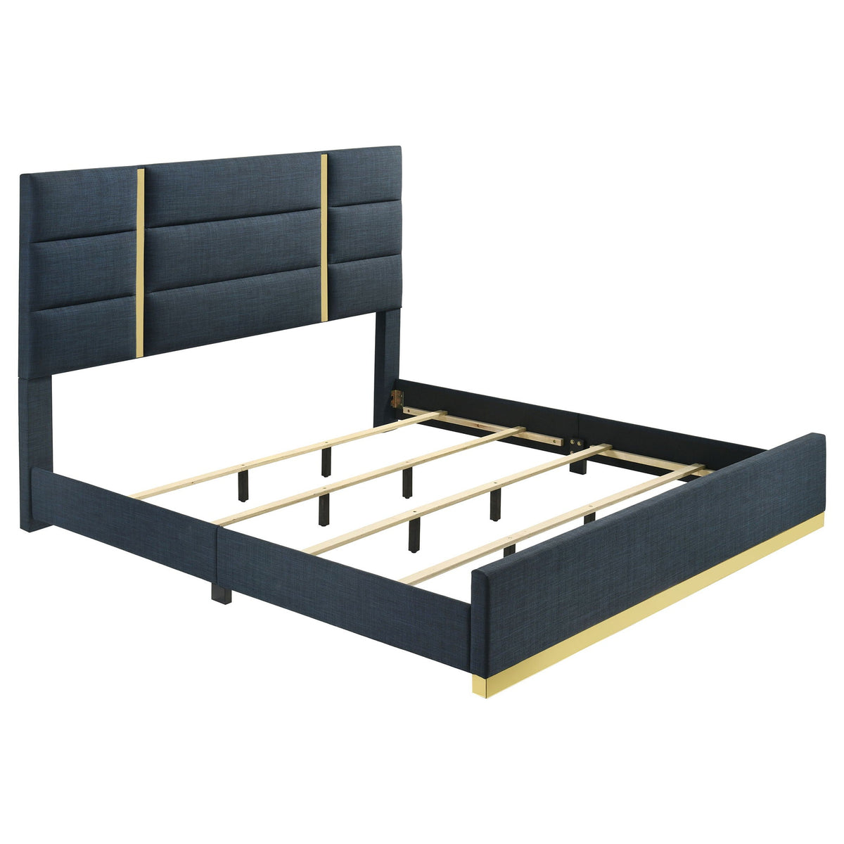 Ines 5-piece Eastern King Bedroom Set Navy and White High Gloss