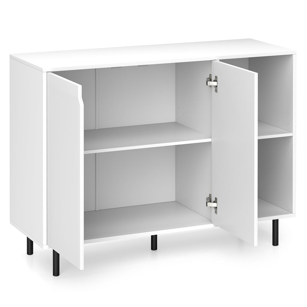 42 Inch Sideboard Buffet Cabinet Kitchen with Adjustable Shelves-White