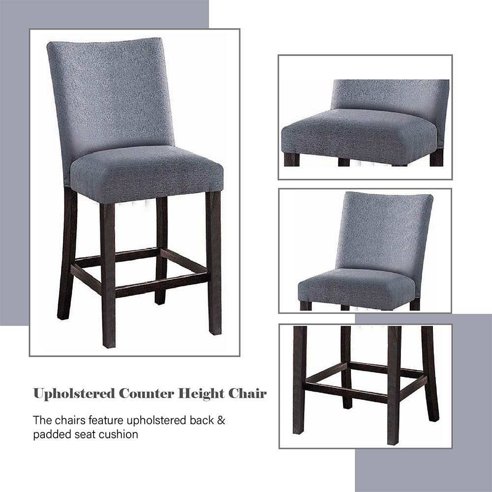 Yelena - Counter Height Chair (Set of 2) - Fabric & Weathered Espresso