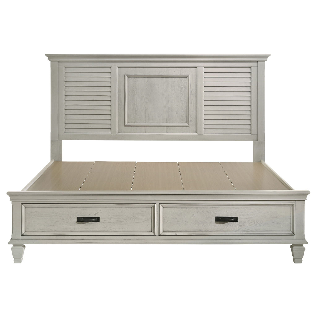 Franco Wood Eastern King Storage Panel Bed Distressed White