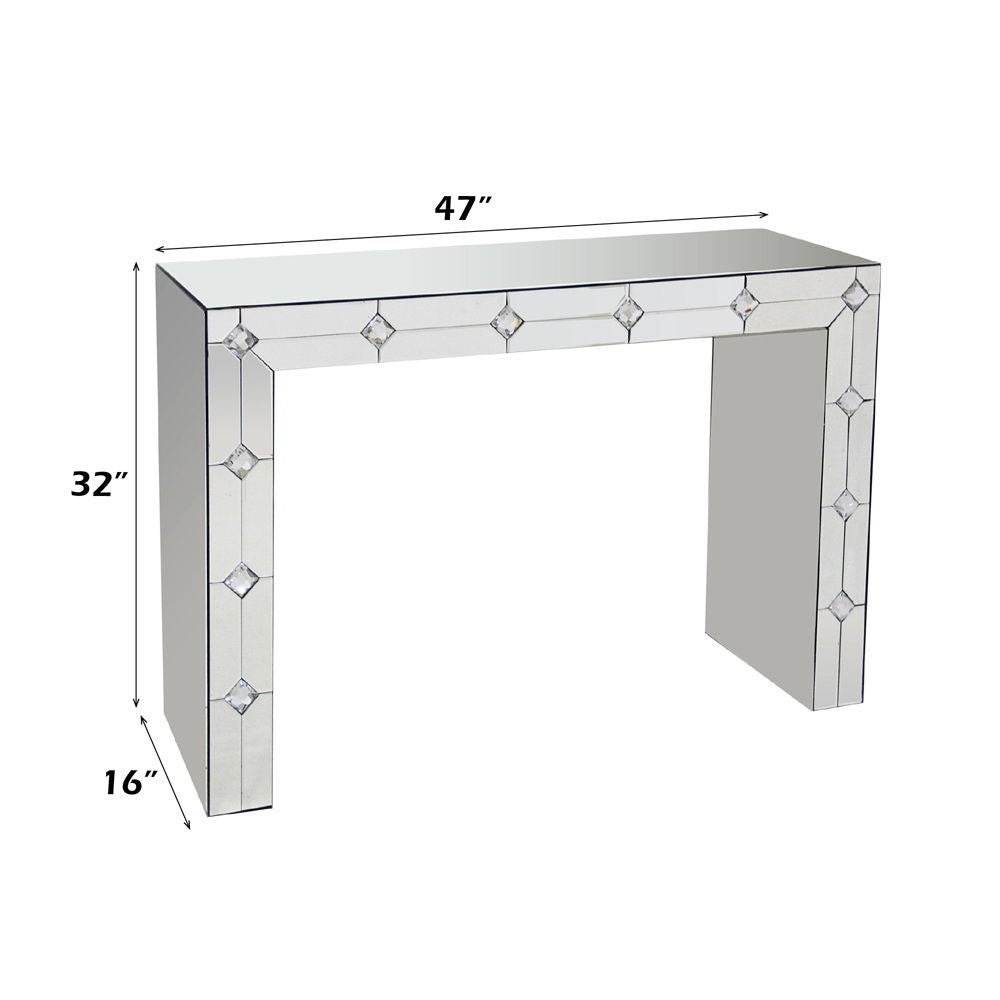 Hessa - Console Table - Mirrored & Faux Rhinestone