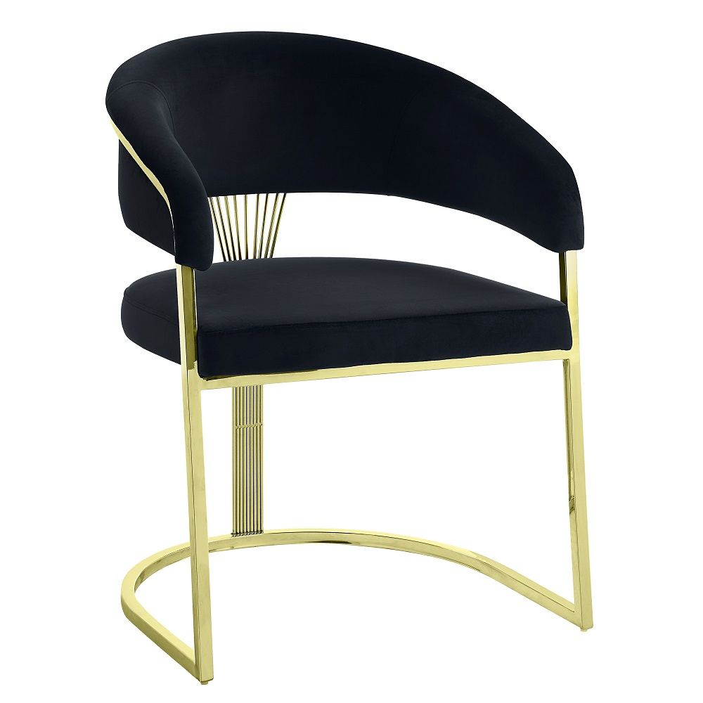Fallon - Side Chair - Black Velvet & Mirrored Gold