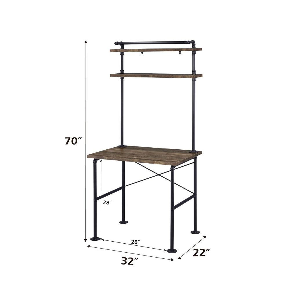 Ensata - Rustic Writing Desk - Black / Oak