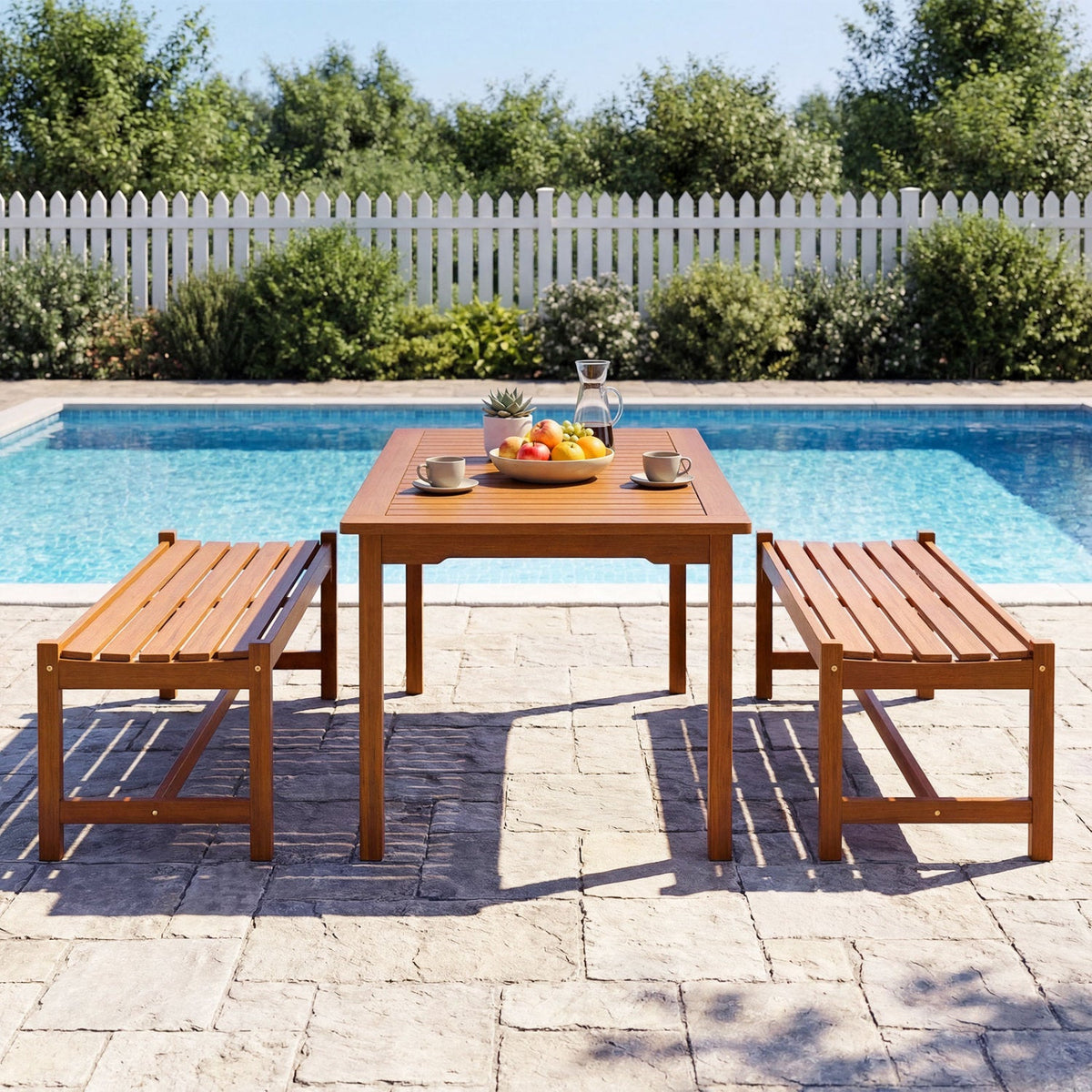 44" Patio Wood Bench Set of