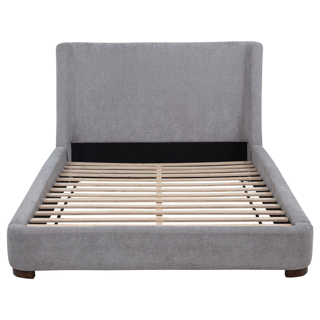 Rennes Upholstered Eastern King Wingback Platform Bed Grey