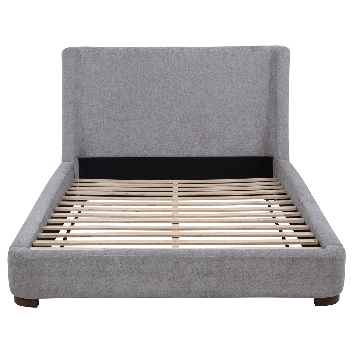 Rennes Upholstered Eastern King Wingback Platform Bed Grey