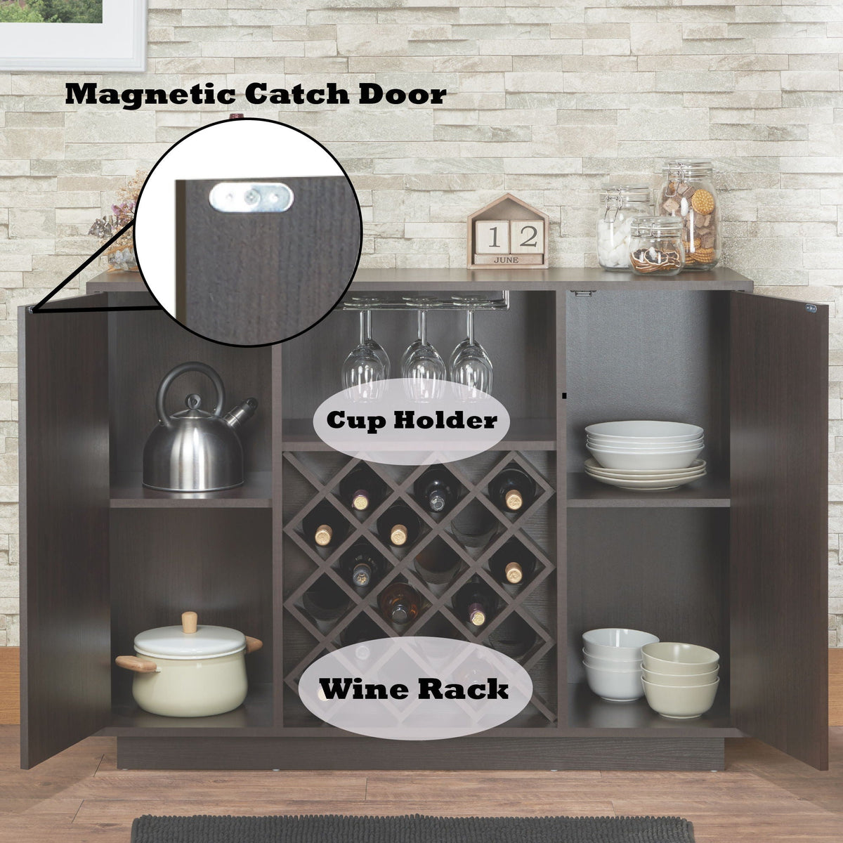 Hazen - Wine Cabinet - Espresso