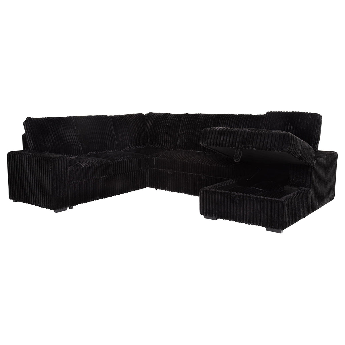 Devonshire Sleeper Sectional Sofa Storage Chaise Black