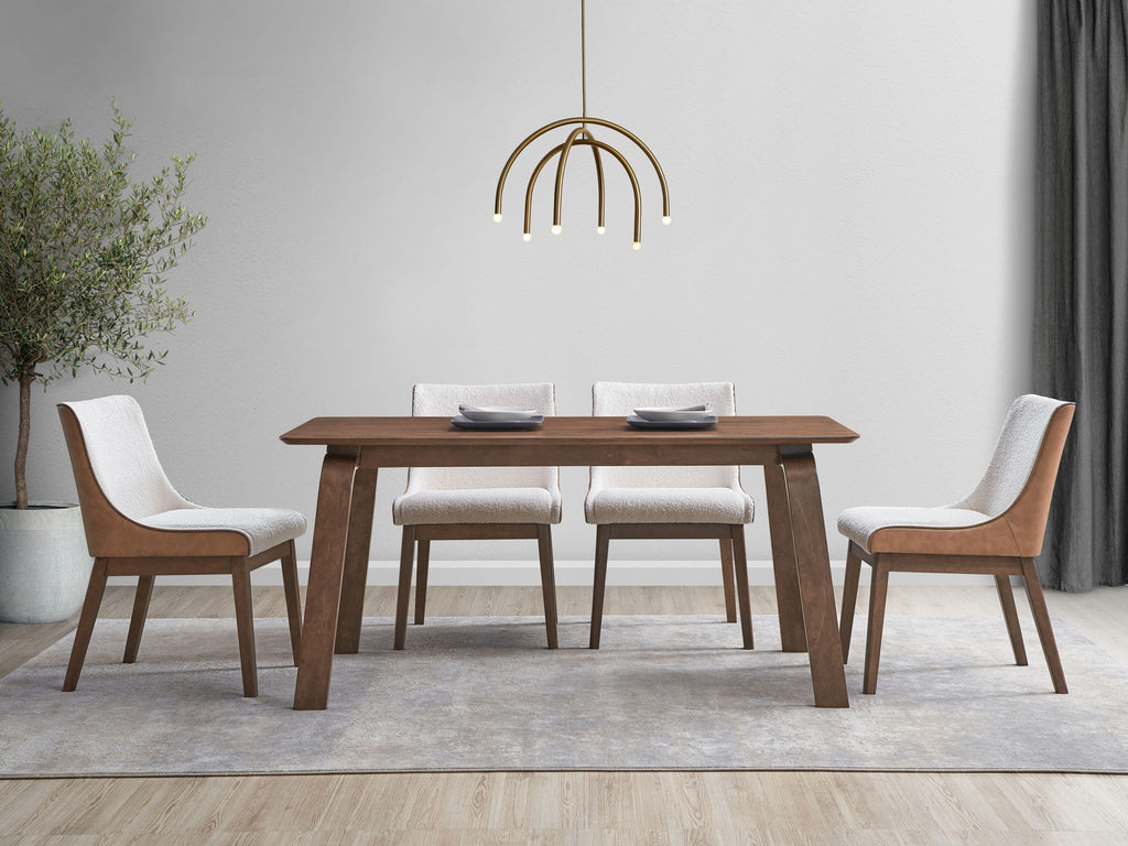Ginny - 5 Piece With Side Chairs Dining Room Set - Walnut