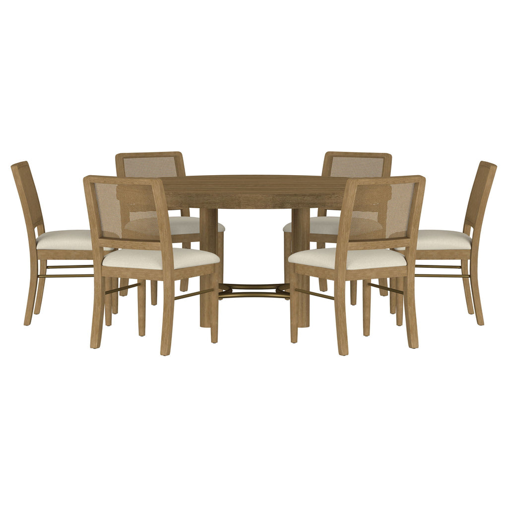 Arini 7-piece Round Dining Room Table Set Sand Wash