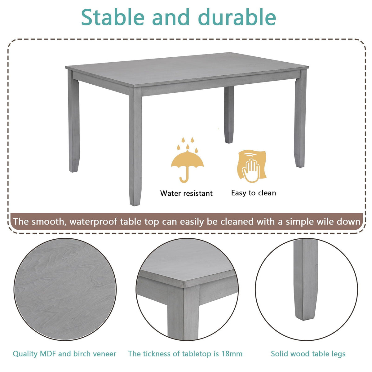 Kitchen Dining Set, Rectangular Dining Table With Upholstered Chairs