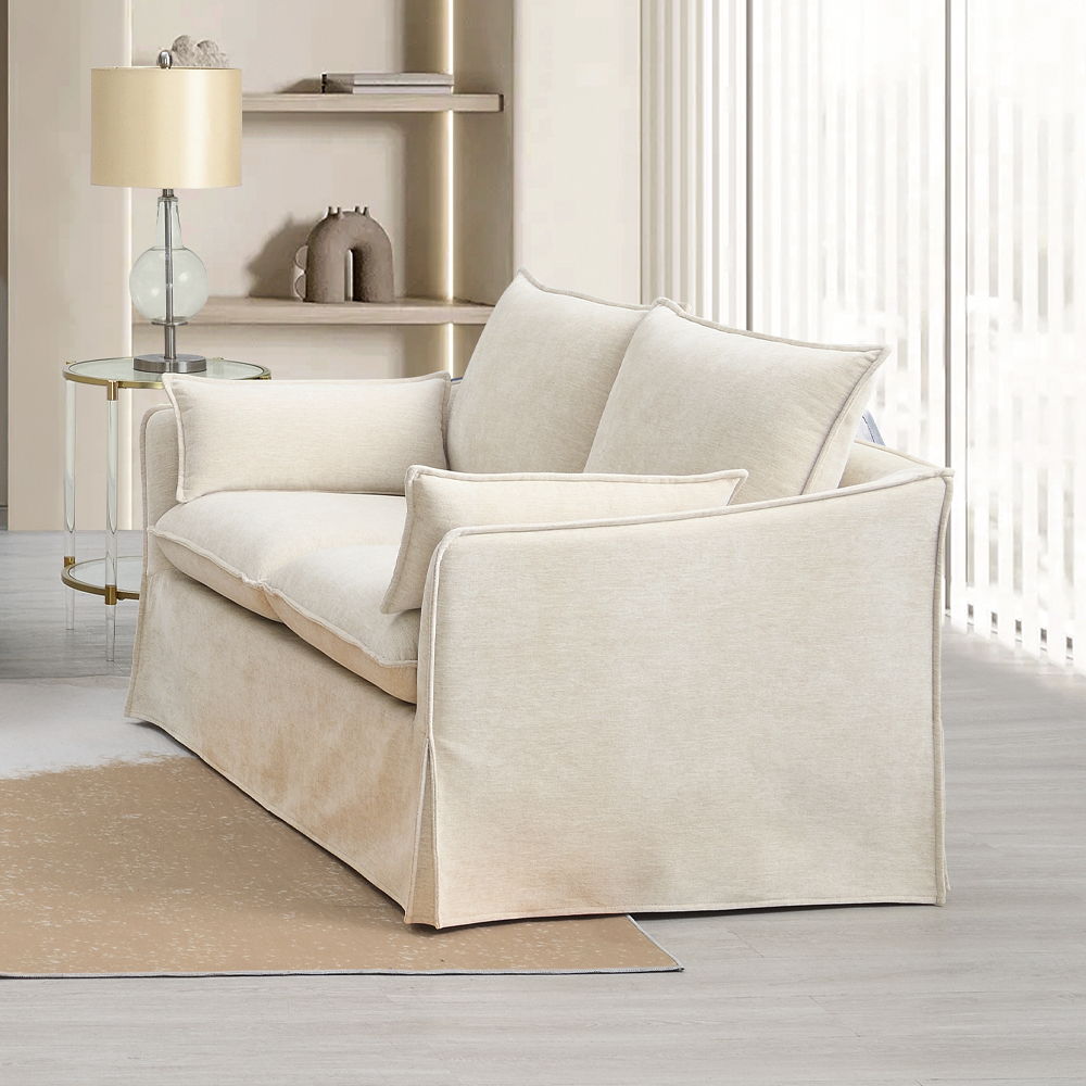 Shane - Loveseat With 2 Pillows - Beige Linen