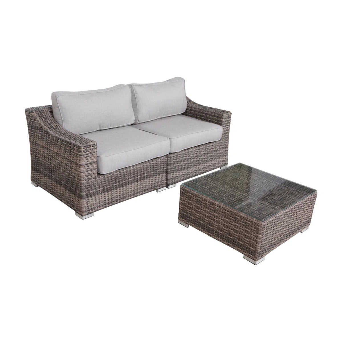 Outdoor Wicker Conversation Set With Cushions, All Weather