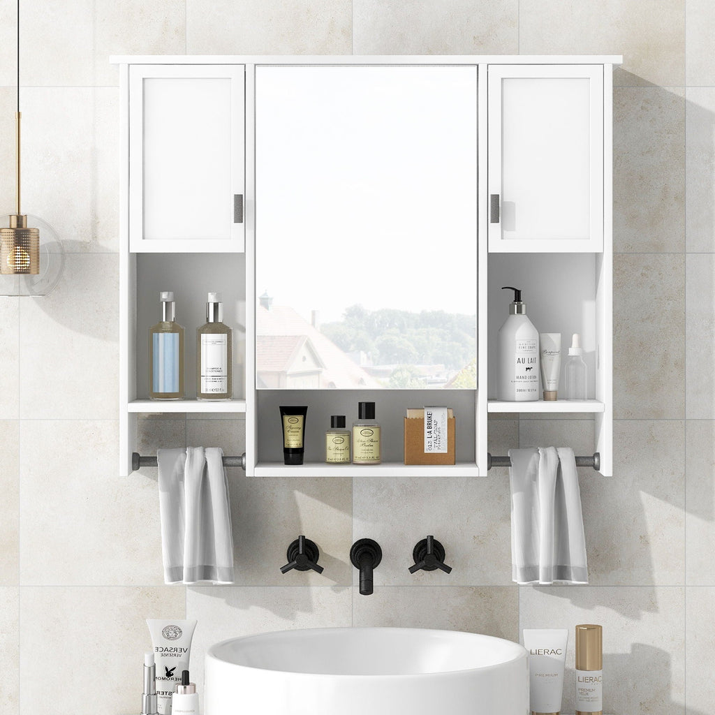 Wall Mounted Bathroom Storage Cabinet With Mirror, Medicine Cabinet With Towel Bar
