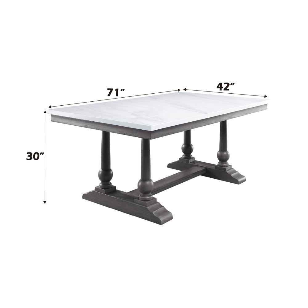 Yabeina - Dining Table - Marble Top Top & Gray Oak