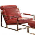Quinto - Accent Chair - Antique Red Top Grain Leather & Stainless Steel
