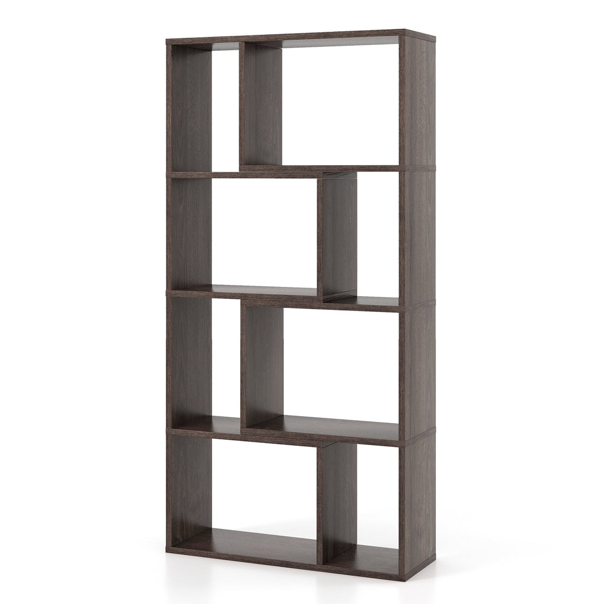 48 Inch 4-Tier Geometric Bookshelf with 8 Cubes for Living Room Bedroom