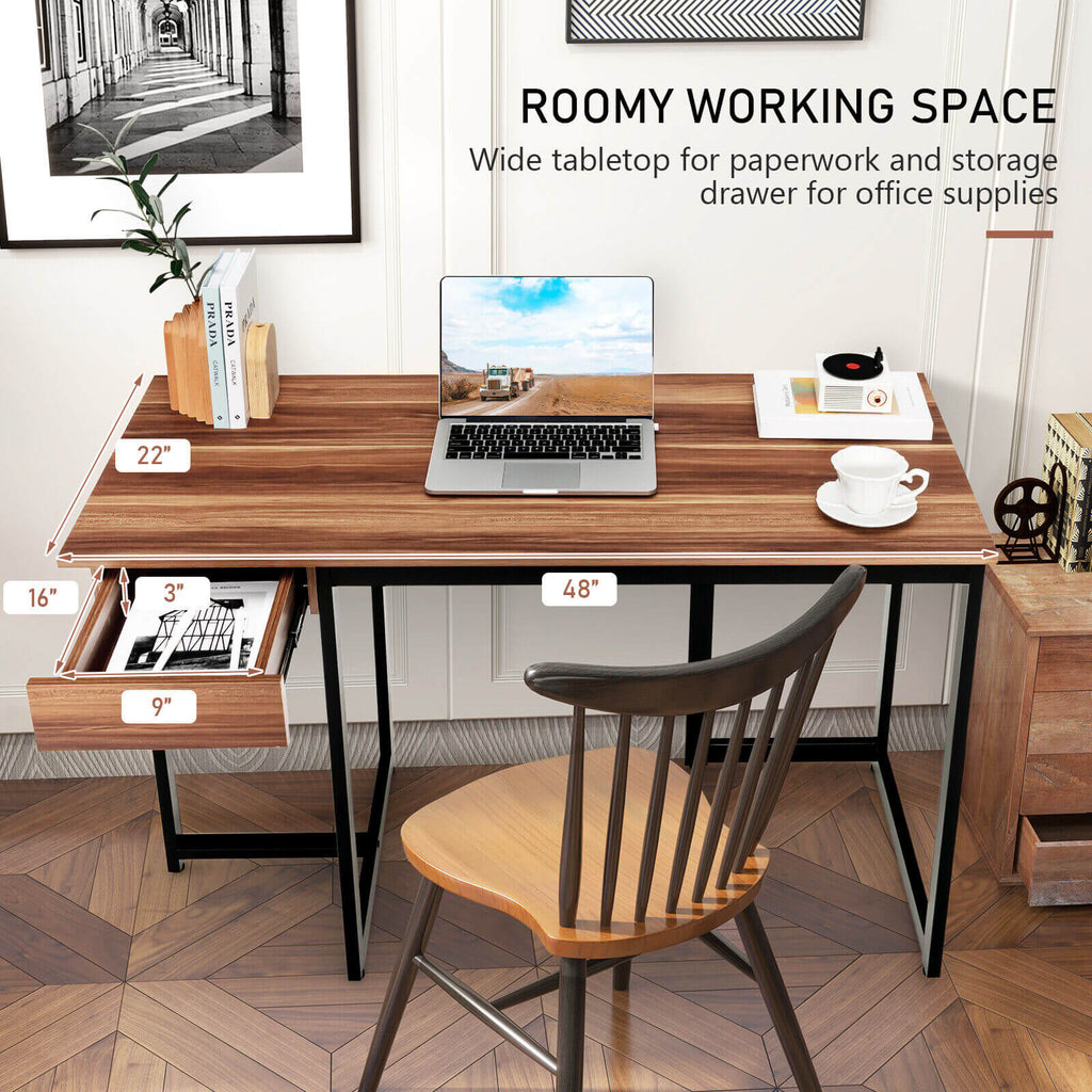 48 Inch Computer Desk with Metal Frame and Adjustable Pads