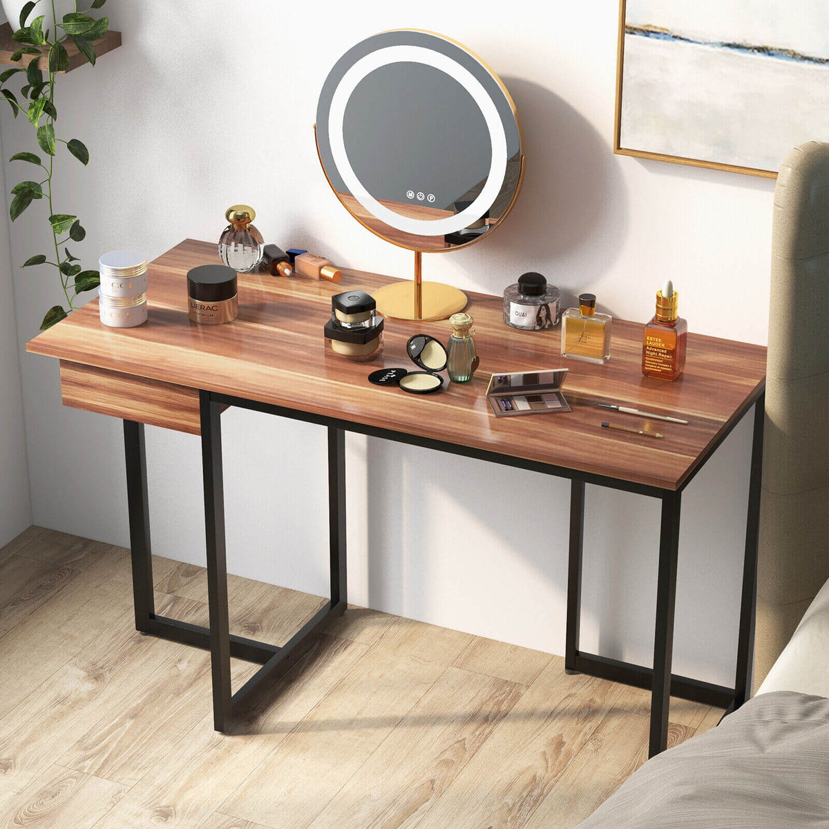 48 Inch Computer Desk with Metal Frame and Adjustable Pads
