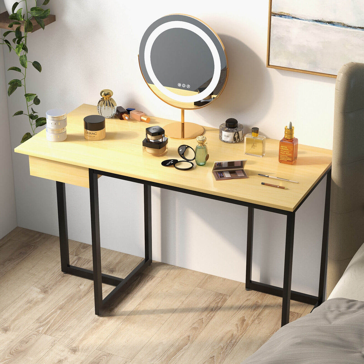 48 Inch Computer Desk with Metal Frame and Adjustable Pads