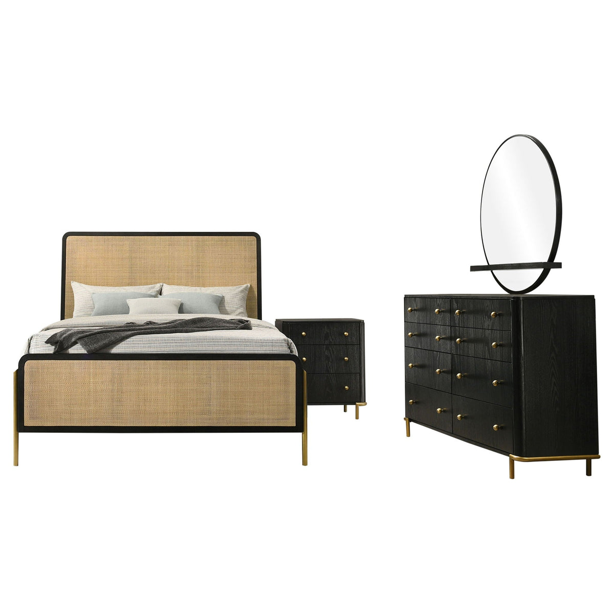 Arini 4-piece Eastern King Bedroom Set Black and Natural