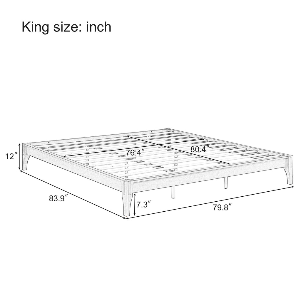 Solid Dry Bamboo Platform Bed Frame, With Slat Support