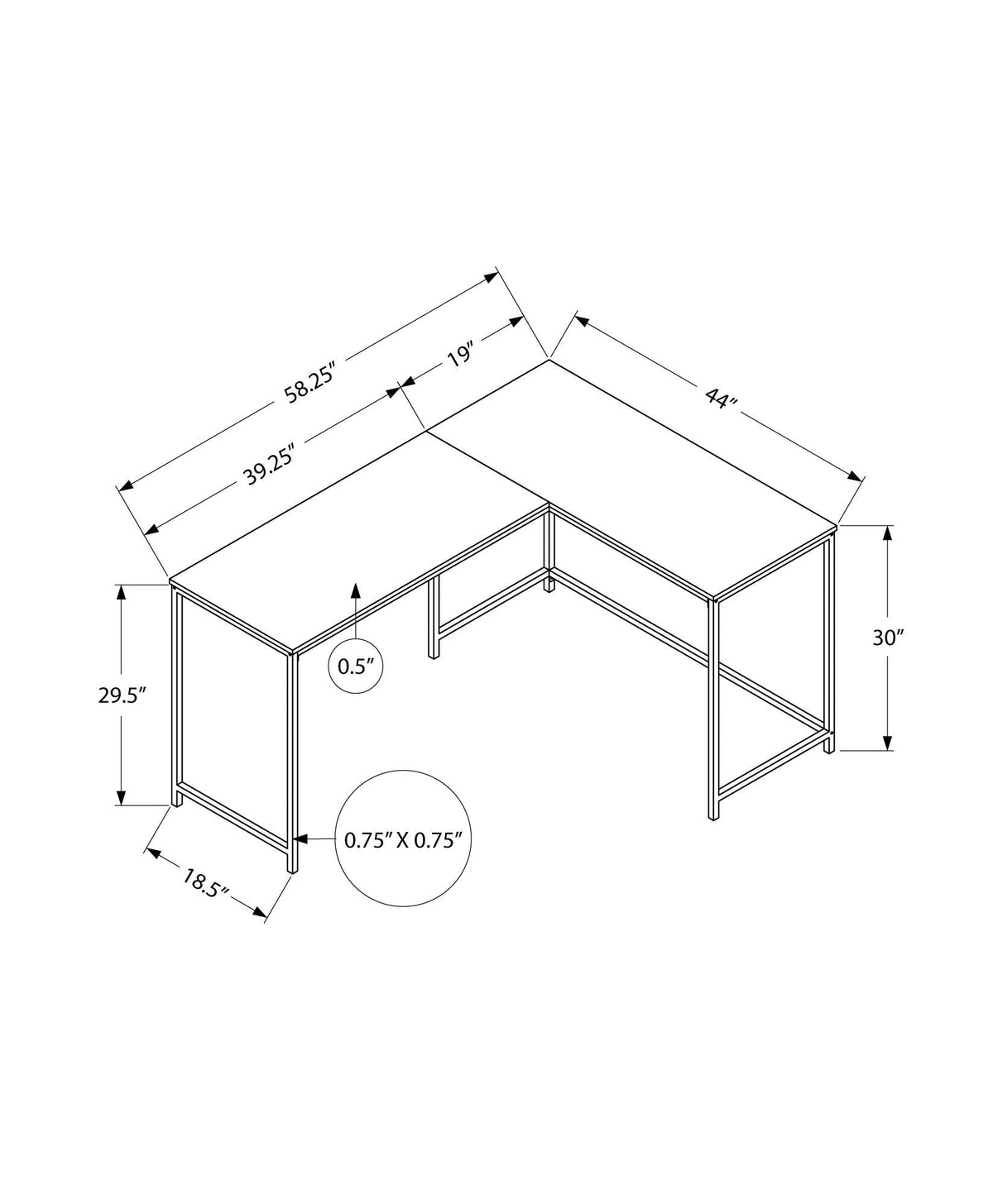 Computer Desk, Home Office, Corner, L Shape, Laptop, Contemporary & Modern
