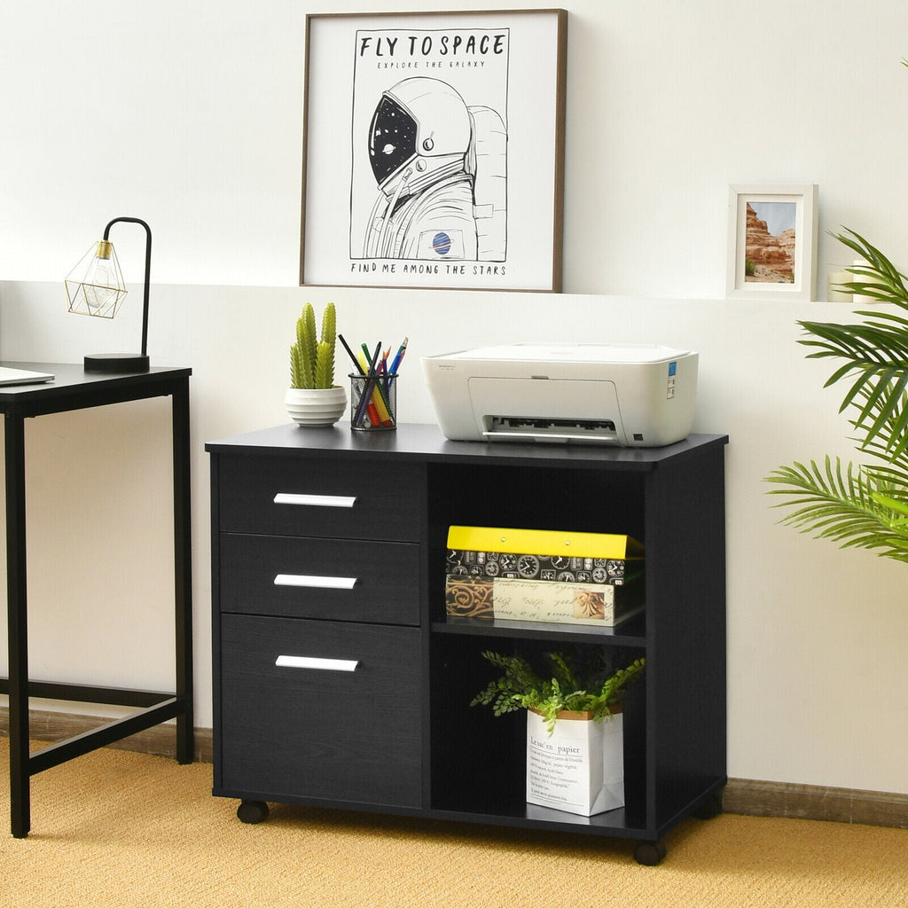 3-Drawer Mobile Lateral File Cabinet Printer Stand