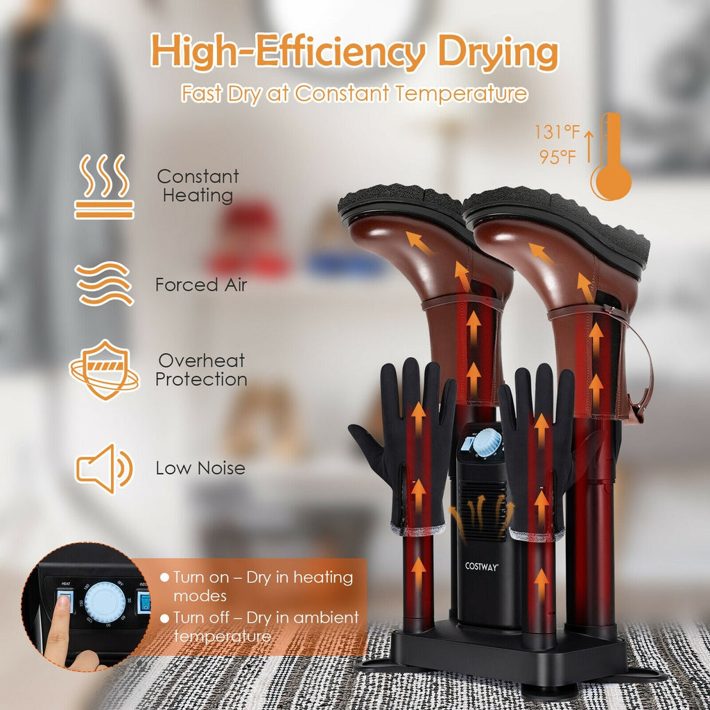Electric Shoe Boot Dryer 4 Shoes with 180 Mins Timer Ozone Disinfection