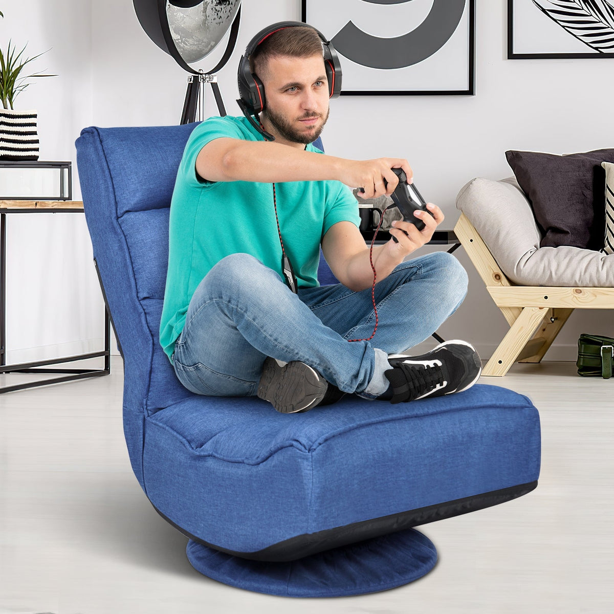 5-Position Folding Floor Gaming Chair