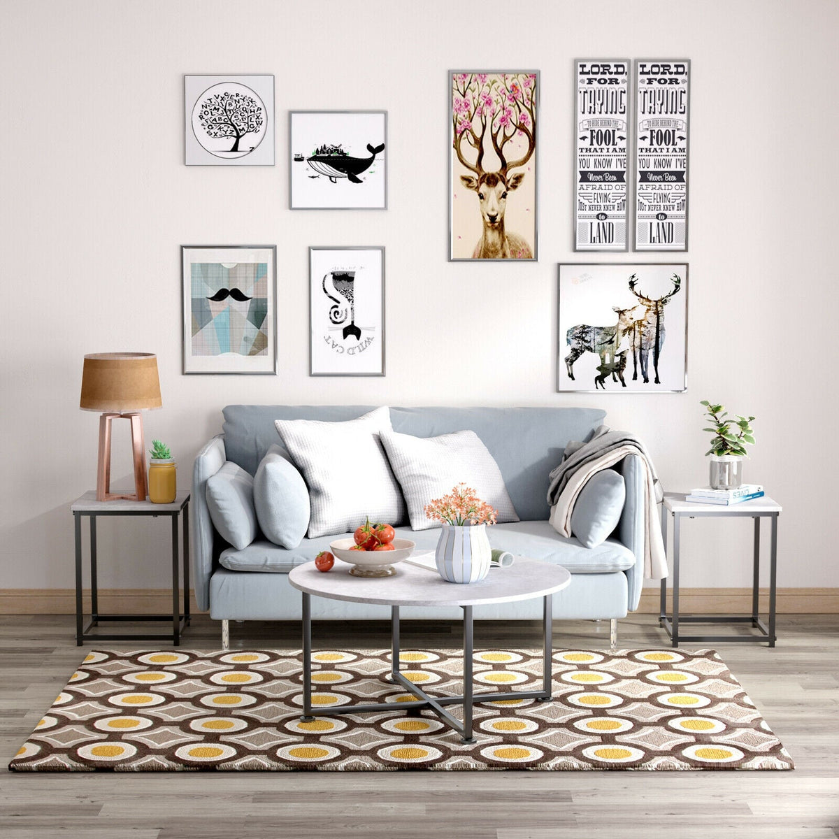 3-Piece Modern Faux Marble Coffee Table Set for Living Room