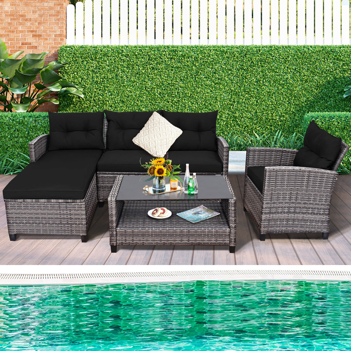 4 Pieces Patio Rattan