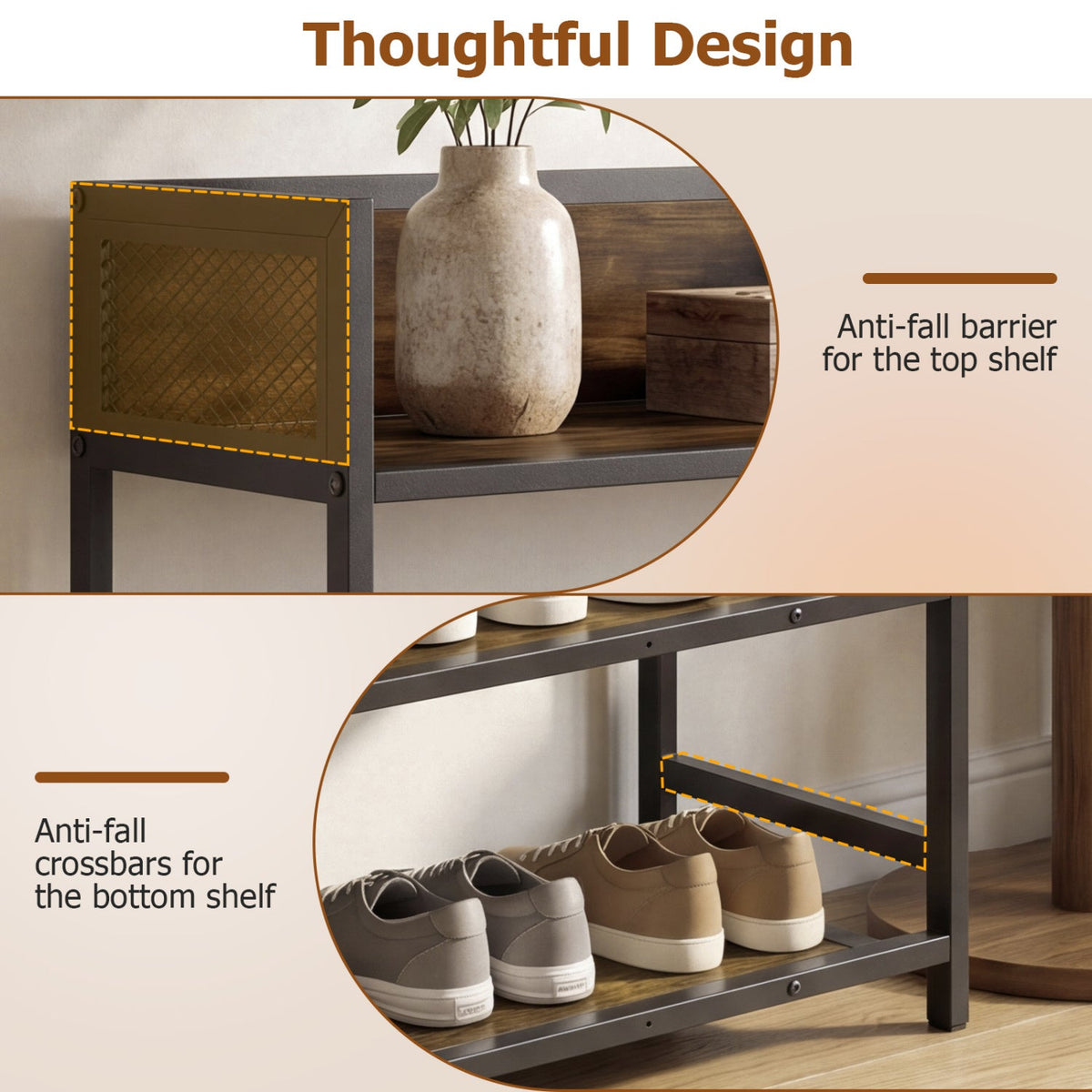 4-Tier Shoe Rack Industrial Shoe Organizer with Heavy Duty Metal Frame